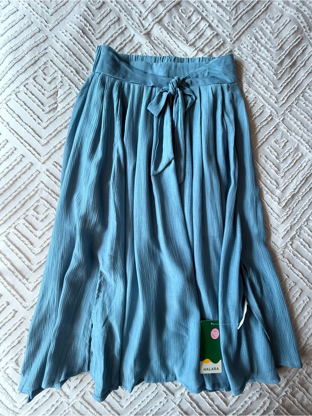 Halara High Waist Tie Pocket Flare Flowy Casual Midi Skirt | M